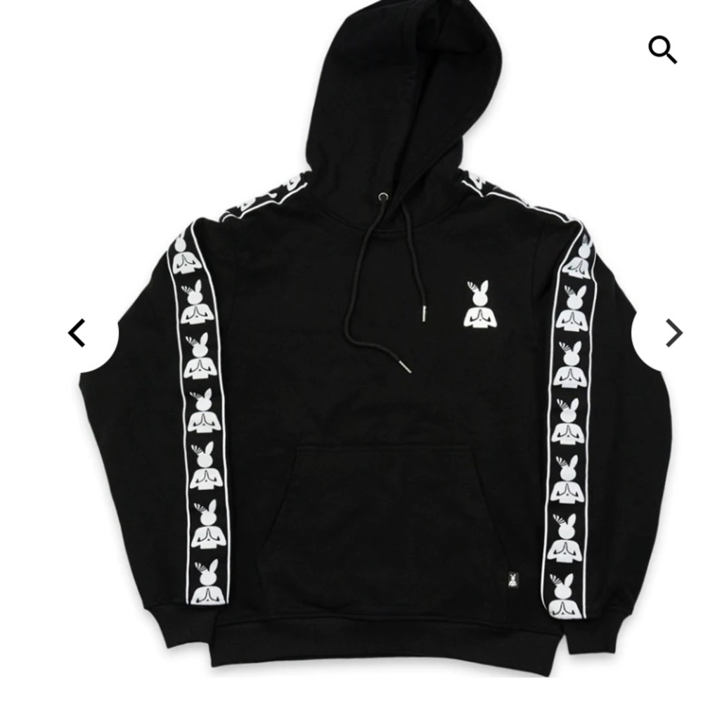 Praying Rabbit Black Large Hoodie
